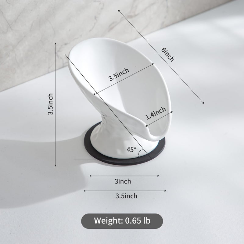 Enra Self Draining Soap Dish,Soap Bar Holder for Shower,White Ceramic Soap Dishes for Bathroom Kitchen Shower Keeps Soap Dry, Easy to Clean(Gloss White) - Image 4